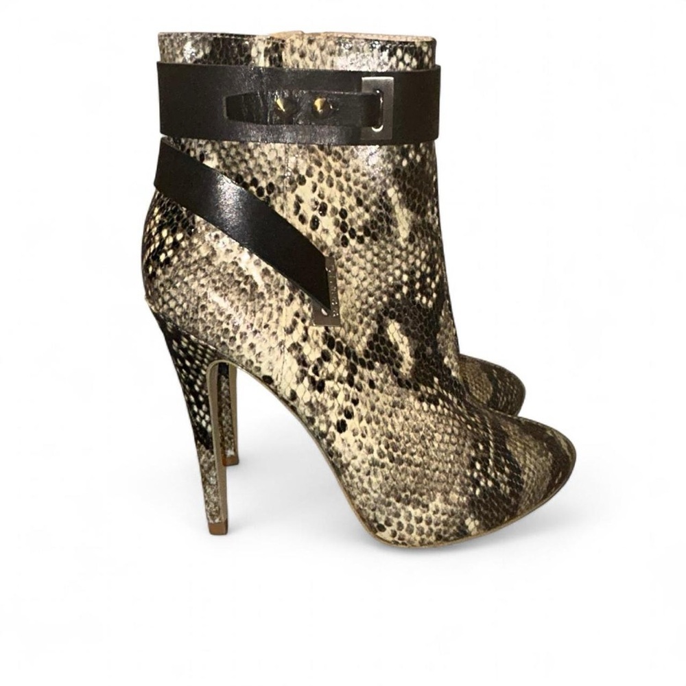 Guess Snakeskin Heeled Boots with Black Straps